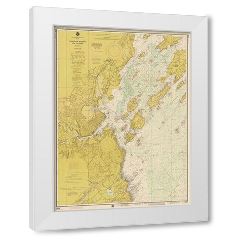 Nautical Chart - Portland Harbor and Vicinity ca. 1974 - Sepia Tinted White Modern Wood Framed Art Print by NOAA Historical Map and Chart Collection