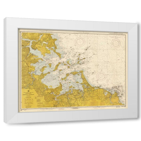 Nautical Chart - Boston Harbor ca. 1970 - Sepia Tinted White Modern Wood Framed Art Print by NOAA Historical Map-Chart