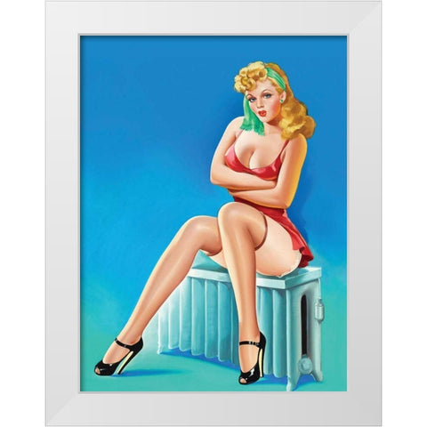 Mid-Century Pin-Ups - Wink Magazine - Warm Thoughts White Modern Wood Framed Art Print by Driben, Peter