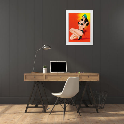 Mid-Century Pin-Ups - Beauty Magazine - Hot in Black White Modern Wood Framed Art Print by Driben, Peter