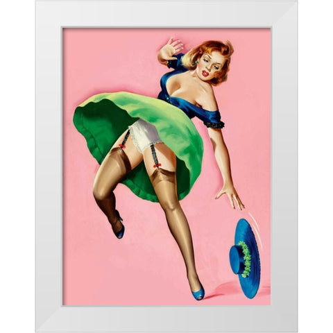 Mid-Century Pin-Ups - Wink Magazine - Strong Wind White Modern Wood Framed Art Print by Driben, Peter