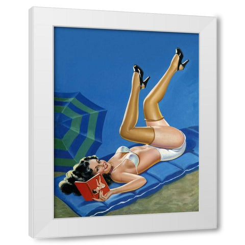 Mid-Century Pin-Ups - Wink Magazine - Merry mirthful Maiden White Modern Wood Framed Art Print by Driben, Peter