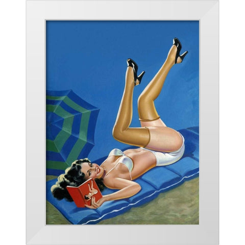 Mid-Century Pin-Ups - Wink Magazine - Merry mirthful Maiden White Modern Wood Framed Art Print by Driben, Peter