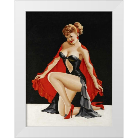Mid-Century Pin-Ups - Magazine Cover - Little Red Cape White Modern Wood Framed Art Print by Driben, Peter