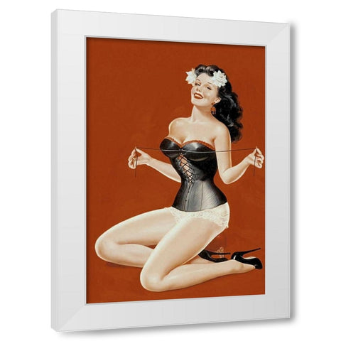 Mid-Century Pin-Ups - Lacing her bra White Modern Wood Framed Art Print by Driben, Peter