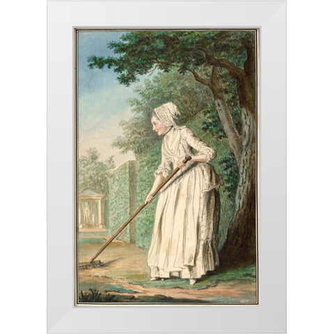 The Duchess of Chaulnes as a Gardener in an AllÃ©e, 1771 White Modern Wood Framed Art Print by Carmontelle, Louis Carrogis de