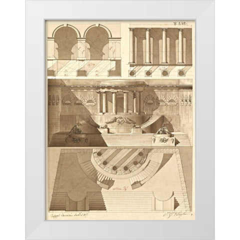 Plate 56 for Elements of Civil Architecture, ca. 1818-1850 White Modern Wood Framed Art Print by Vannini, Giuseppe