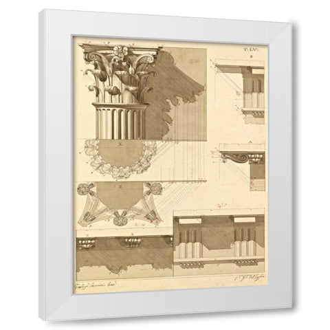 Plate 55 for Elements of Civil Architecture, ca. 1818-1850 White Modern Wood Framed Art Print by Vannini, Giuseppe