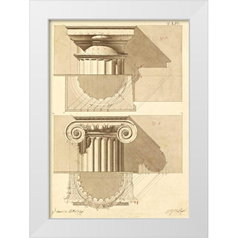 Plate 54 for Elements of Civil Architecture, ca. 1818-1850 White Modern Wood Framed Art Print by Vannini, Giuseppe