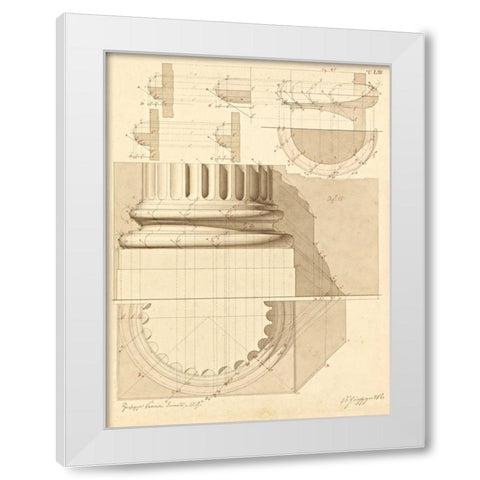 Plate 53 for Elements of Civil Architecture, ca. 1818-1850 White Modern Wood Framed Art Print by Vannini, Giuseppe
