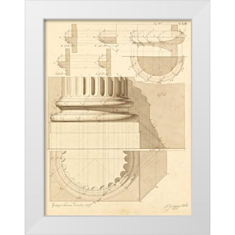 Plate 53 for Elements of Civil Architecture, ca. 1818-1850 White Modern Wood Framed Art Print by Vannini, Giuseppe