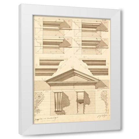 Plate 52 for Elements of Civil Architecture, ca. 1818-1850 White Modern Wood Framed Art Print by Vannini, Giuseppe