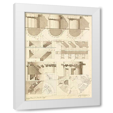 Plate 50 for Elements of Civil Architecture, ca. 1818-1850 White Modern Wood Framed Art Print by Vannini, Giuseppe