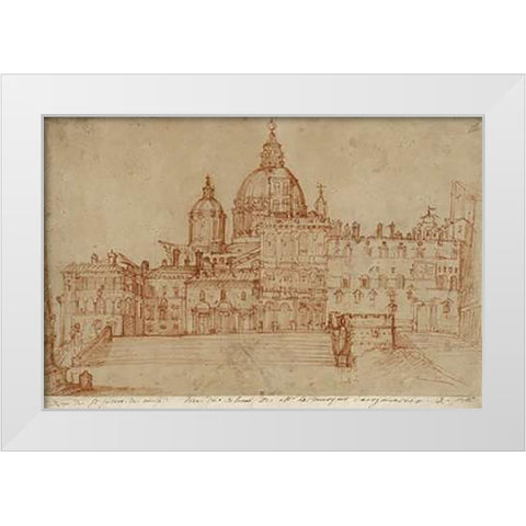View of Saint Peters, 1603 White Modern Wood Framed Art Print by Zuccaro, Federico