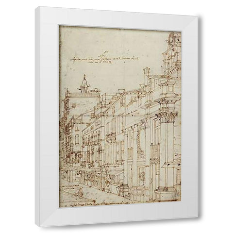 The Campo S. Basso: The North Side with the Church, 1740s White Modern Wood Framed Art Print by Canaletto
