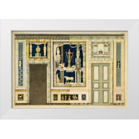 Unexecuted elevation for the Stanza Egizia at the Villa Borghese, ca. 1770-1793 White Modern Wood Framed Art Print by Conca, Tommaso