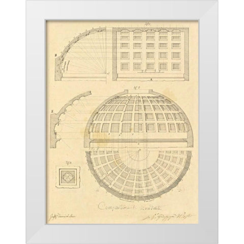 Plate 42 for Elements of Civil Architecture, ca. 1818-1850 White Modern Wood Framed Art Print by Vannini, Giuseppe