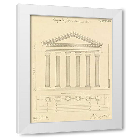 Plate 38 for Elements of Civil Architecture, ca. 1818-1850 White Modern Wood Framed Art Print by Vannini, Giuseppe