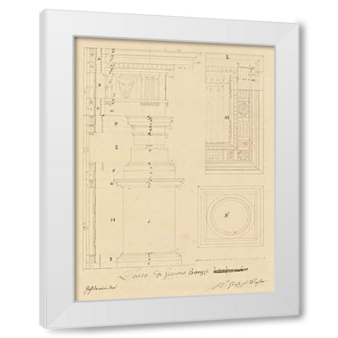 Plate 13 for Elements of Civil Architecture, ca. 1818-1850 White Modern Wood Framed Art Print by Vannini, Giuseppe
