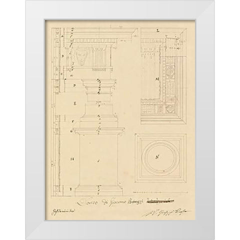 Plate 13 for Elements of Civil Architecture, ca. 1818-1850 White Modern Wood Framed Art Print by Vannini, Giuseppe