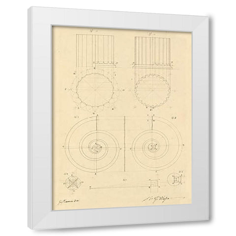 Plate 6 for Elements of Civil Architecture, ca. 1818-1850 White Modern Wood Framed Art Print by Vannini, Giuseppe