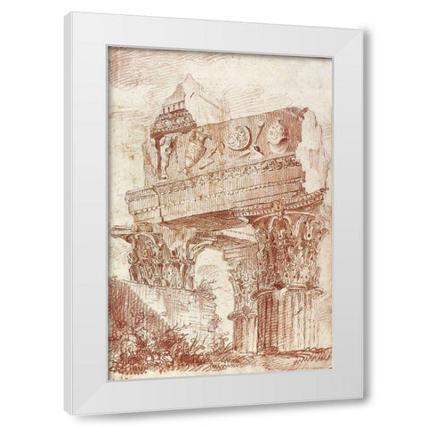 Sketch of Roman architectural fragment, 1786 White Modern Wood Framed Art Print by Peyre, Marie-Joseph