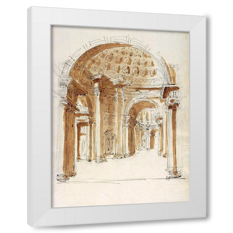 Interior hallway, Italy, 1786 White Modern Wood Framed Art Print by Peyre, Marie-Joseph