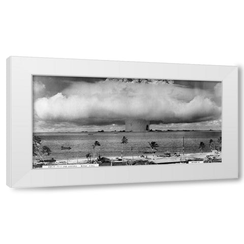 Bikini Atoll - Operation Crossroads Baker Detonation - July 25, 1946: DBCR-T1-318-Exp #2 AF434-6 White Modern Wood Framed Art Print by U.S. Navy