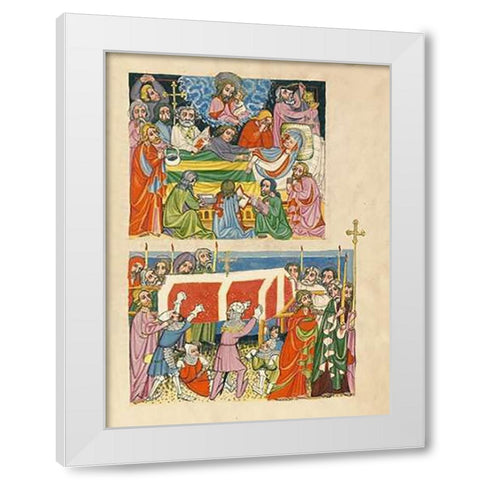 The Death of the Virgin; The Punishment of the Mockers White Modern Wood Framed Art Print by German 15th Century