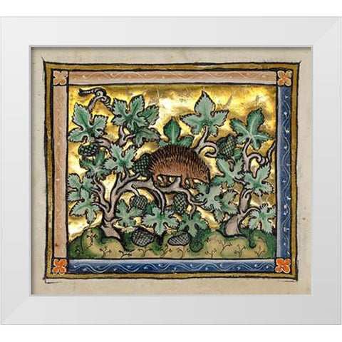 A Hedgehog (detail) White Modern Wood Framed Art Print by Franco-Flemish 13th Century