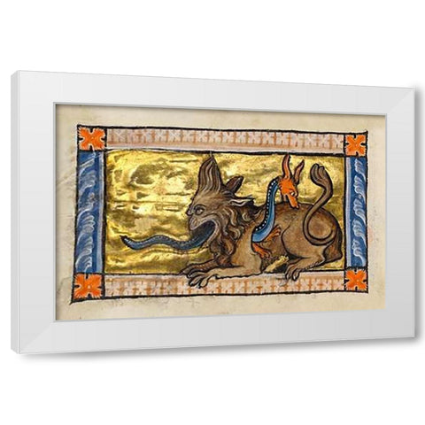 A Crocodile and a Hydrus (detail) White Modern Wood Framed Art Print by Franco-Flemish 13th Century