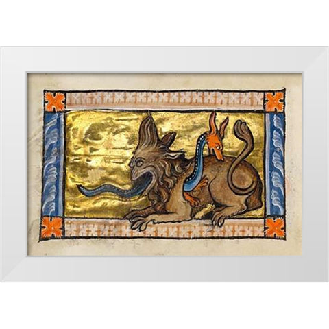 A Crocodile and a Hydrus (detail) White Modern Wood Framed Art Print by Franco-Flemish 13th Century