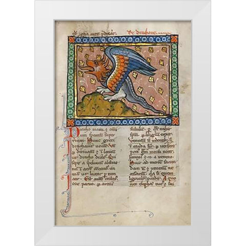 A Dragon White Modern Wood Framed Art Print by Franco-Flemish 13th Century