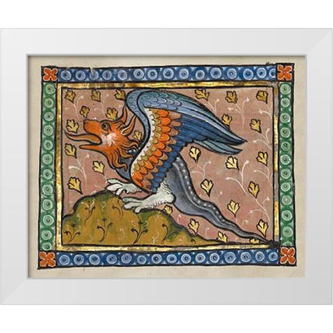 A Dragon (detail) White Modern Wood Framed Art Print by Franco-Flemish 13th Century
