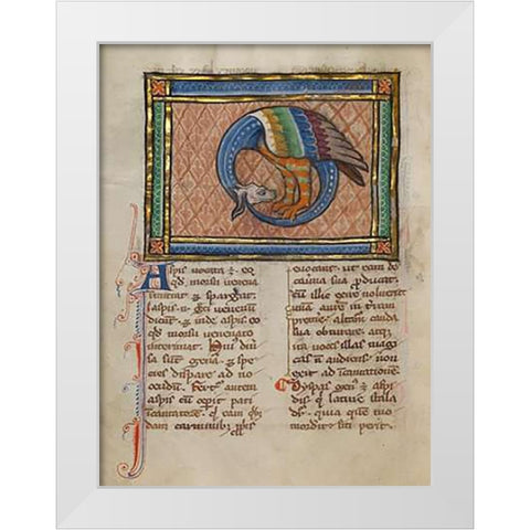 A Dragon-like Snake White Modern Wood Framed Art Print by Franco-Flemish 13th Century