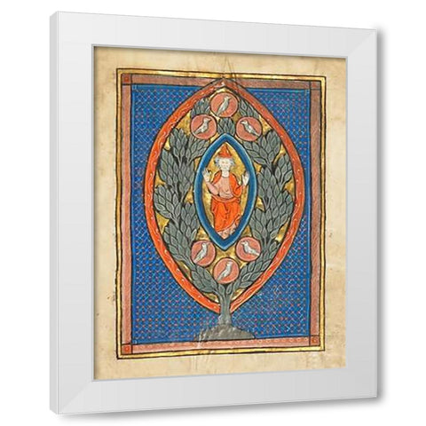 A Man Enthroned within a Mandorla in a Tree White Modern Wood Framed Art Print by Franco-Flemish 13th Century