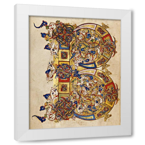 Inhabited Initial B White Modern Wood Framed Art Print by Italian 12th Century