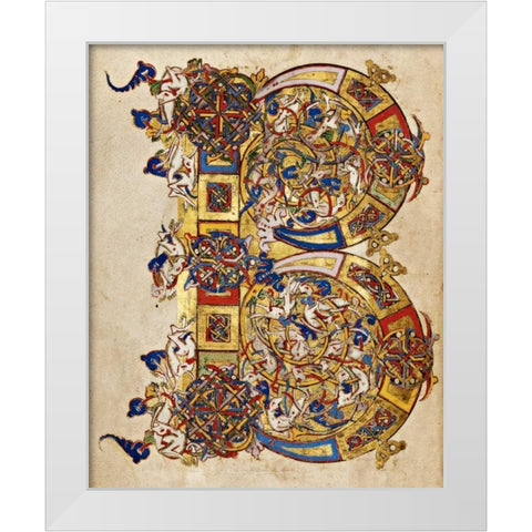 Inhabited Initial B White Modern Wood Framed Art Print by Italian 12th Century