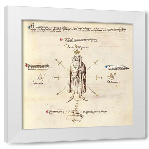 Aiming Points on the Body White Modern Wood Framed Art Print by Da Premariacco, Fiore Furlan dei Liberi