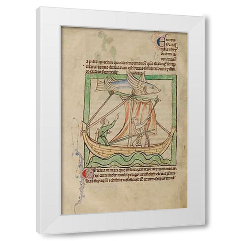 A Flying Fish White Modern Wood Framed Art Print by English 13th Century