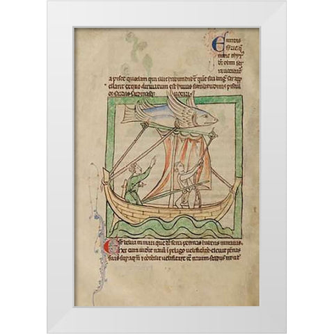A Flying Fish White Modern Wood Framed Art Print by English 13th Century