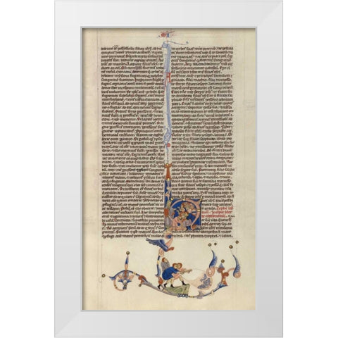 Page from the Abbey Bible White Modern Wood Framed Art Print by Italian 13th Century