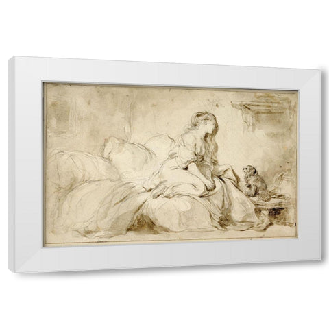 Oh! If Only He Were as Faithful to Me White Modern Wood Framed Art Print by Fragonard, Jean-HonorÃ©