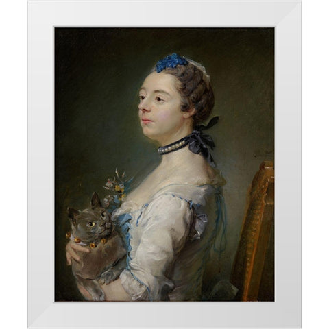 Magdaleine Pinceloup de la Grange, nÃ©e de Parseval White Modern Wood Framed Art Print by Perronneau, Jean-Baptiste