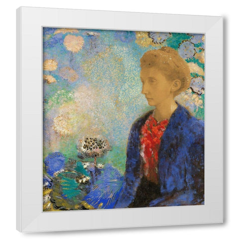 Baronne de Domecy White Modern Wood Framed Art Print by Redon, Odilon