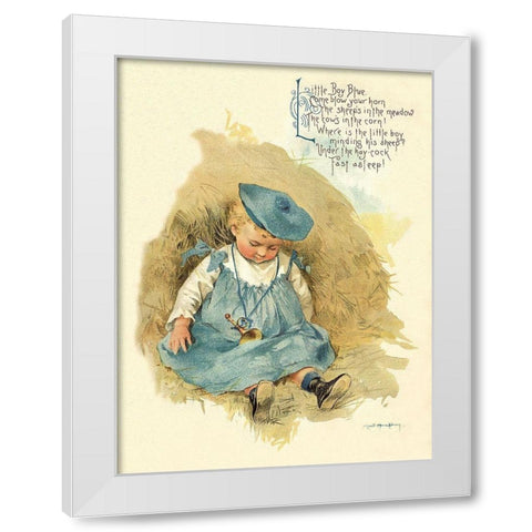 Nursery Rhymes: Little Boy Blue White Modern Wood Framed Art Print by Humphrey, Maud