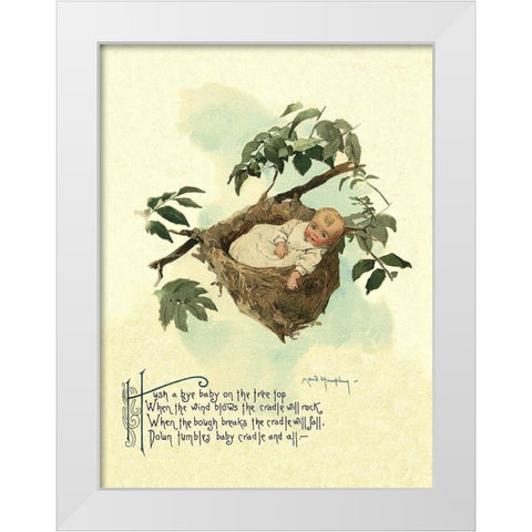 Nursery Rhymes: Hush A Bye Baby White Modern Wood Framed Art Print by Humphrey, Maud