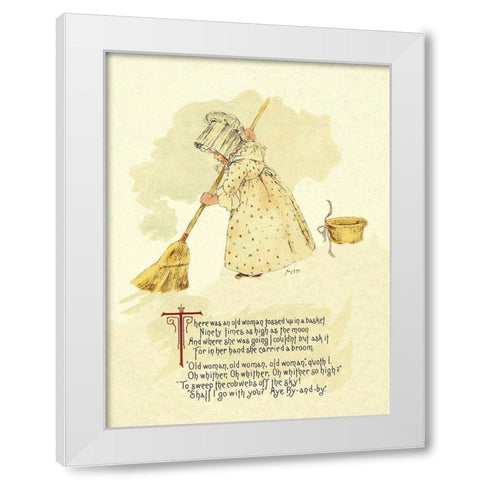 Nursery Rhymes: There Was an Old Woman Tossed Up in a Basket White Modern Wood Framed Art Print by Humphrey, Maud