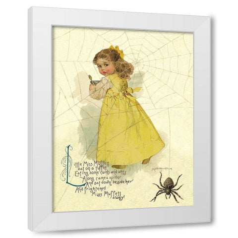 Nursery Rhymes: Little Miss Muffett White Modern Wood Framed Art Print by Humphrey, Maud