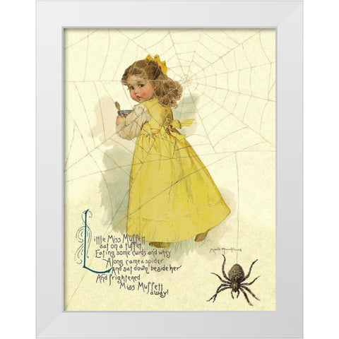 Nursery Rhymes: Little Miss Muffett White Modern Wood Framed Art Print by Humphrey, Maud